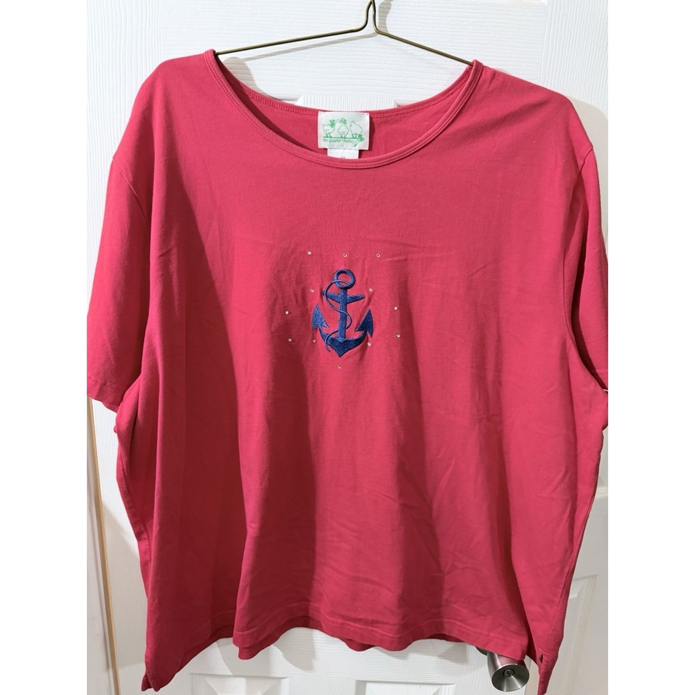 Quacker Factory Plus Size 3X Red Anchor Top